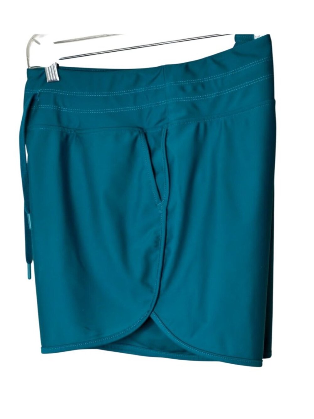 Gradual Womens L Athletic Shorts Teal Stretch Pockets High Waisted Sporty Active - Picture 4 of 6